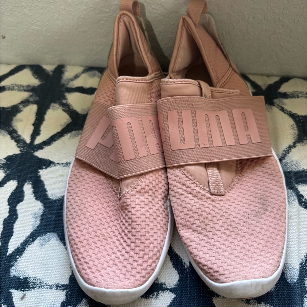 Puma Pink Slip-On Sneakers with Textured Upper